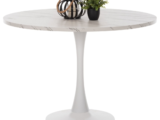ΤΡΑΠΕΖΙ ΤΡΑΠΕΖΑΡΙΑΣ ROLLO HM9422.01 ΣΤΡΟΓΓΥΛΟ WHITE MARBLE Φ120x74Yεκ.