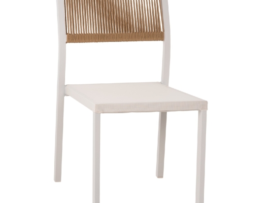 ΚΑΡΕΚΛΑ ΑΛΟΥΜΙΝΙΟΥ ΛΕΥΚΗ ΜΠΕΖ RATTAN & TEXTLINE HM5921.02 46x55,5x83Yεκ.