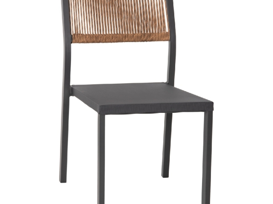 ΚΑΡΕΚΛΑ ΑΛΟΥΜΙΝΙΟΥ ΑΝΘΡΑΚΙ ΜΕ RATTAN ΚΑΙ TEXTLINE HM5921.01 46x55,5x83Υ εκ.