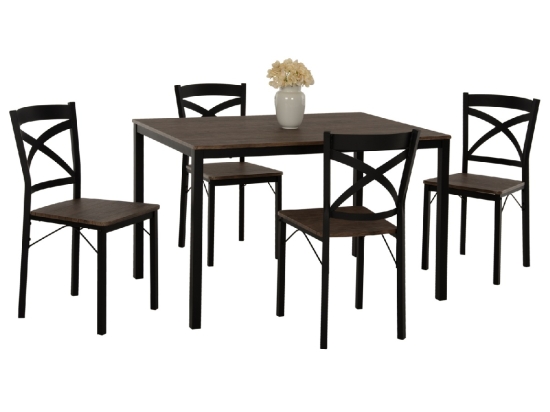 ΣΕΤ ΤΡΑΠΕΖΑΡΙΑΣ GOOSE 5ΤΜΧ HM9530.01 MDF ΚΑΡΥΔΙ-ΜΕΤΑΛΛΟ ΜΑΥΡΟ 120x80x75Yεκ.