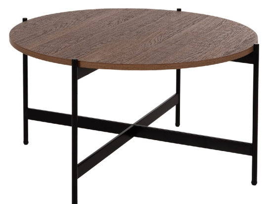 ΤΡΑΠΕΖΙ ΣΑΛΟΝΙΟΥ HM9588.04 MDF ΚΑΡΥΔΙ-ΜΑΥΡΗ ΜΕΤΑΛΛΙΚΗ ΒΑΣΗ Φ80x45Υεκ.