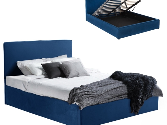 ΚΡΕΒΑΤΙ ALLIE HM584.18 160Χ200 ΜΕ ΑΠΟΘΗΚΕΥΤΙΚΟ ΧΩΡΟ-ΜΠΛΕ ΒΕΛΟΥΔΟ