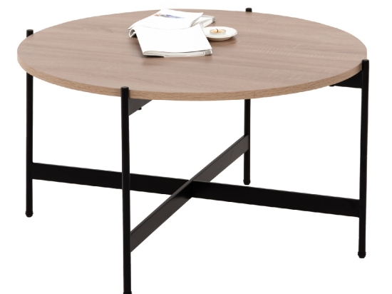 ΤΡΑΠΕΖΙ ΣΑΛΟΝΙΟΥ HM9588.03 MDF ΣΟΝΑΜΑ-ΜΑΥΡΗ ΜΕΤΑΛΛΙΚΗ ΒΑΣΗ Φ80x45Υεκ.