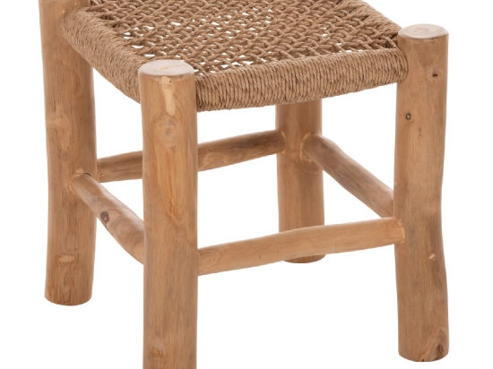 ΣΚΑΜΠΟ LONDER HM5987 ΞΥΛΟ ΤΕΑΚ ΚΑΙ ΣΥΝΘΕΤΙΚΟ RATTAN ΣΕ ΦΥΣΙΚΟ 38x38x40,5Υεκ.
