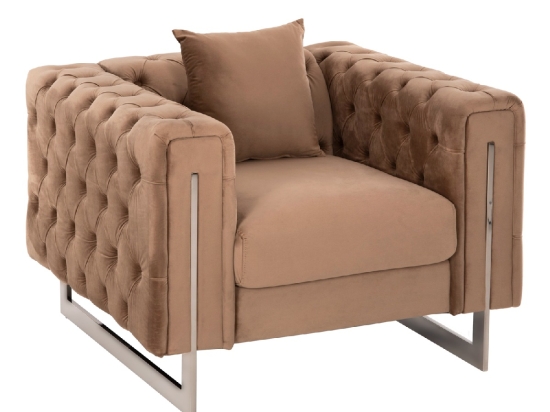 ΠΟΛΥΘΡΟΝΑ τ.CHESTERFIELD MOBAR HM3261.03 ΜΠΕΖ ΒΕΛΟΥΔΟ-ΜΕΤΑΛΛΙΚΑ ΠΟΔΙΑ 99x86,5x77Υεκ.