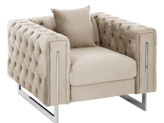 ΠΟΛΥΘΡΟΝΑ τ.CHESTERFIELD MOBAR HM3261.02 ΚΡΕΜ ΒΕΛΟΥΔΟ-ΜΕΤΑΛΛΙΚΑ ΠΟΔΙΑ 99x86,5x77Υεκ.