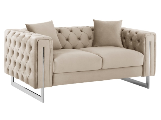 ΚΑΝΑΠΕΣ τ.CHESTERFIELD MOBAR HM3262.02 ΚΡΕΜ ΒΕΛΟΥΔΟ-ΜΕΤΑΛΛΙΚΑ ΠΟΔΙΑ 154x85x68Υεκ