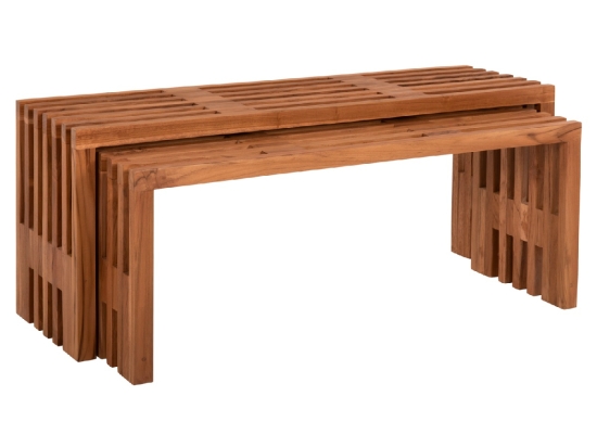 ΤΡΑΠΕΖΙΑ ΣΑΛΟΝΙΟΥ ΣΕΤ 2ΤΜΧ NYA HM9828 ΜΑΣΙΦ ΞΥΛΟ TEAK ΣΕ ΦΥΣΙΚΟ  110x30x46Υεκ.