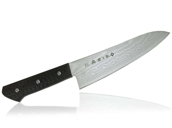 Μαχαίρι Chef Gai F-1352 18cm Από Δαμασκηνό Ατσάλι Silver-Black Tojiro Ανοξείδωτο Ατσάλι