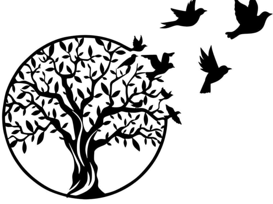 Διακοσμητικό Τοίχου Tree And Birds 891TNL2250 61x56cm Black Wallity Μέταλλο