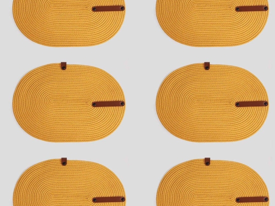 Σουπλά (Σετ 6Τμχ) 171JTR1272 30x40x1cm Yellow-Brown Aberto Design Βαμβάκι-Δέρμα