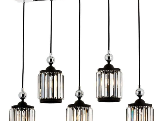 Φωτιστικό Οροφής - Ράγα 301AUR1275 80x8x85cm 5xE27 60W Black Opviq