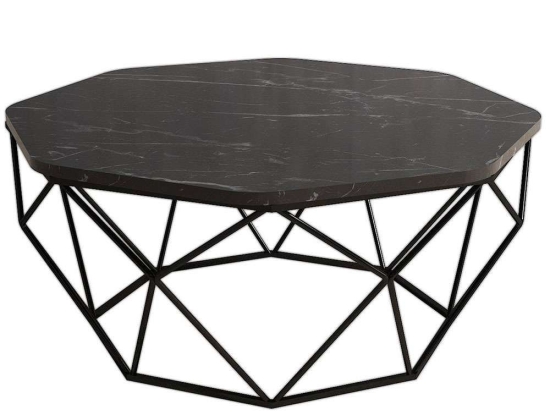 Τραπέζι Σαλονιού Diamond 845HCT2859 90x90x38cm Marble Effect Black