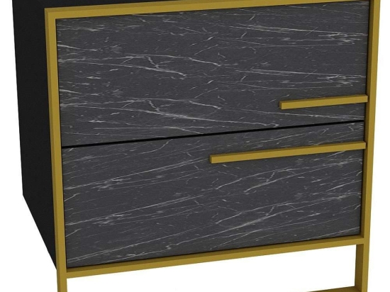 Κομοδίνο Polka 875ZNA3409 50x38,5x51,8cm Marble Effect Black-Gold