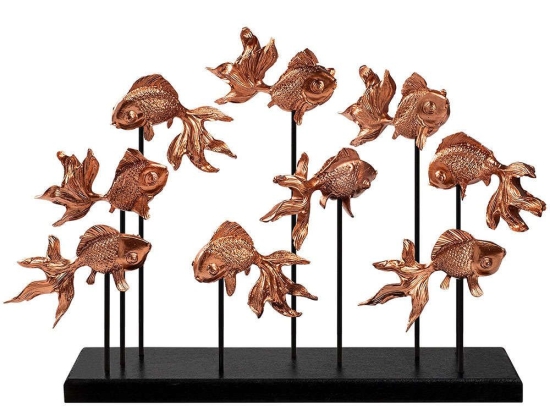 Διακοσμητικό Επιτραπέζιο Goldfish 565TNL1208 42x10x28cm Black-Copper Aberto Design Πολυέστερ