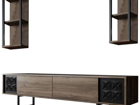 Σύνθεση Τηλεόρασης Black Line 618BLY1141 180x30x48cm Walnut-Black
