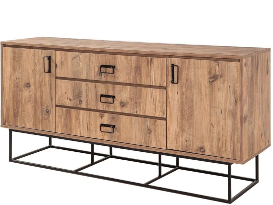 Μπουφές Quantum Verda 863SPH3913 180x45x80cm Pine-Black Μελαμίνη,Μέταλλο