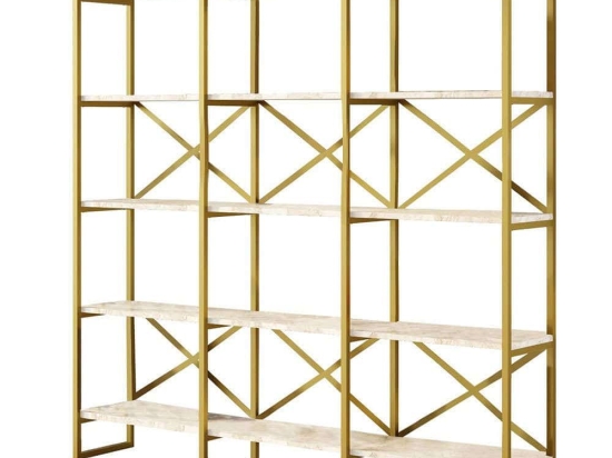 Βιβλιοθήκη 956LCS1424 170x30x175cm Marble Effect White-Gold