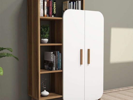Βιβλιοθήκη Form 845HCT3902 90x32x132cm Walnut-White