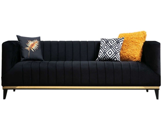 Καναπές Τριθέσιος Bellino 560ARE1344 222x89x75cm Black-Gold