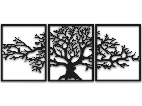 Διακοσμητικό Τοίχου (Σετ 3Τμχ) 448NRA1107 124x49cm Black Wallity Μέταλλο
