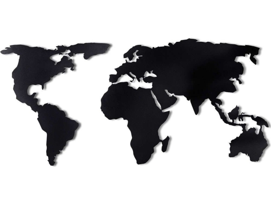 Διακοσμητικό Τοίχου World Map Silhouette 805BSG1092 85x170cm Black Wallity Metal