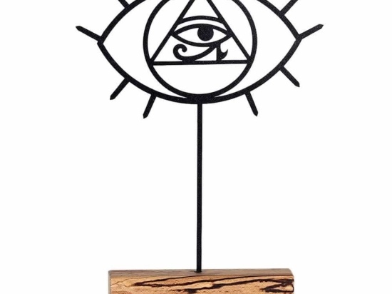 Διακοσμητικό Επιτραπέζιο Eye 533BSG1167 17x3,5x35cm Natural-Black Aberto Design Μέταλλο,Ξύλο