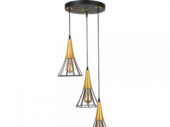 Φωτιστικό Οροφής Havana 216727 E27 30x30x112cm Black - Gold Megapap Μέταλλο