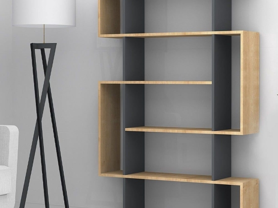 Βιβλιοθήκη Clint 128618 108x25x161cm Sonoma - Anthracite Μελαμίνη