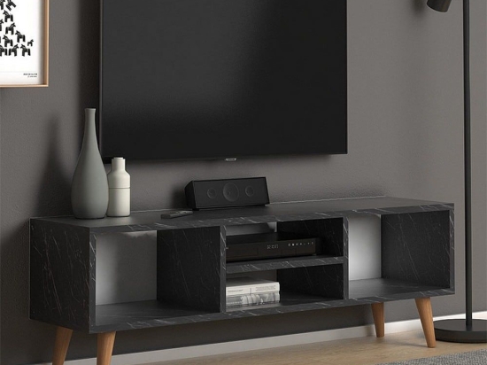 Έπιπλο Tηλεόρασης Loren 127266 120x30x40cm Anthracite Marble Effect Μελαμίνη
