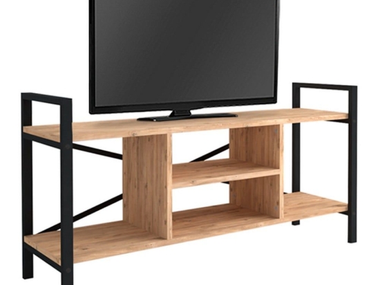 Έπιπλο Tηλεόρασης Santana 212579 120x35x61cm Black - Pine Oak Μελαμίνη,Μέταλλο