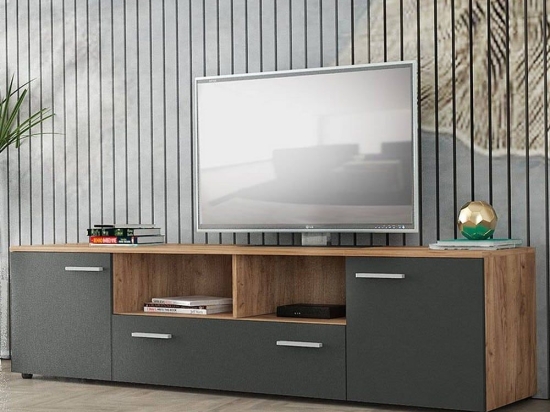 Έπιπλο Tηλεόρασης Lennox 206419 180x41x42cm Light Walnut - Anthracite Μελαμίνη