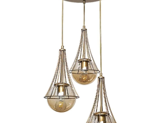 Φωτιστικό Οροφής Chavi 0124518 40x40x90cm 3xE27 60W Gold Megapap Μέταλλο