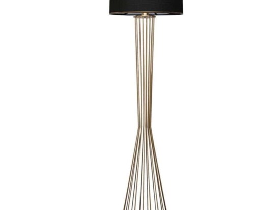 Φωτιστικό Δαπέδου Clarke 0123687 38x21x155cm 1xE27 15W Black-Gold Megapap Μέταλλο,Ύφασμα