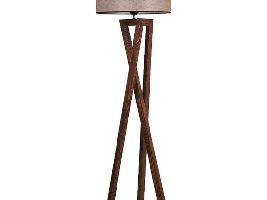 Φωτιστικό Δαπέδου Grace 0124906 45x34x150cm 1xE27 60W Walnut-Moca Megapap Ξύλο,Ύφασμα