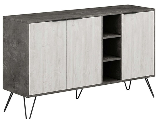 Μπουφές Clara 0213953 142x35,6x83cm White-Grey Μελαμίνη,Μέταλλο