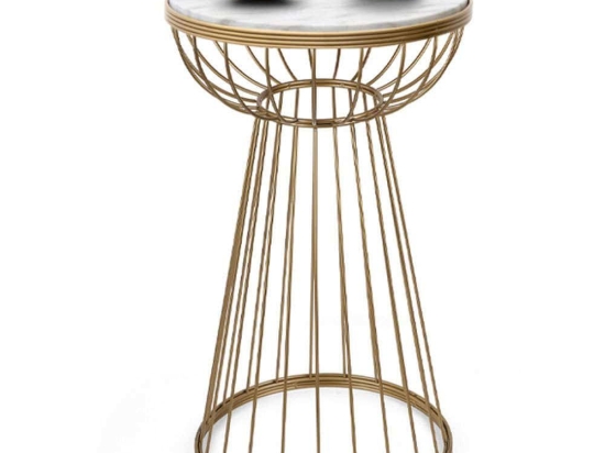 Τραπεζάκι Σαλονιού Βοηθητικό Mantare Marble 0216781 35x35x58cm Gold-White