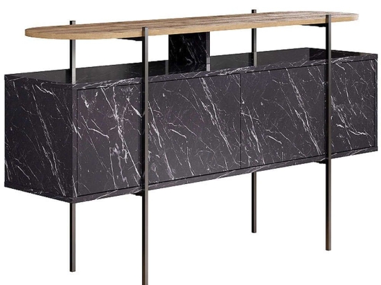 Μπουφές Hanley 0214160 150x38x86,2cm Marble Effect Black Μελαμίνη