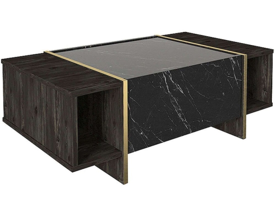 Τραπέζι Σαλονιού Veyron 0212849 104x60x37,3cm Marble Effect Black-Gold