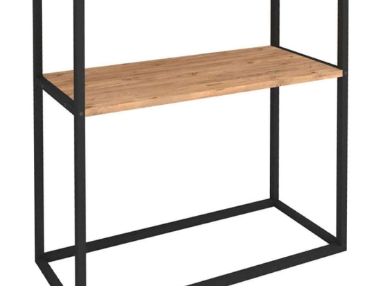 Κονσόλα Castel 0212574 90x33,5x90cm Black-Oak Μελαμίνη,Μέταλλο