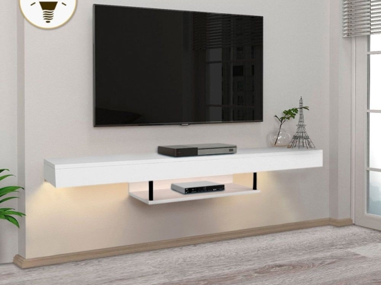 Έπιπλο Τηλεόρασης Επιτοίχιο Με Φως Led Albares 0228146 150x29,6x22cm White