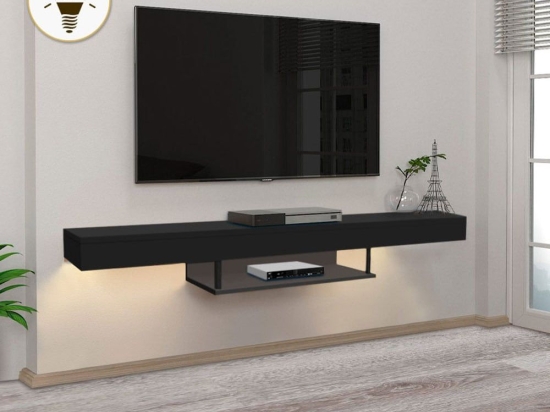 Έπιπλο Τηλεόρασης Επιτοίχιο Με Φως Led Albares 0228147 150x29,6x22cm Black