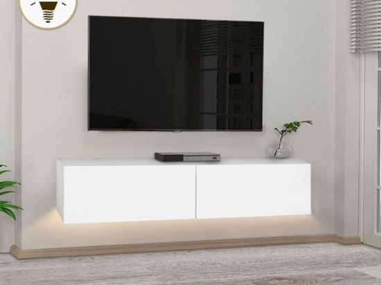 Έπιπλο Τηλεόρασης Επιτοίχιο Με Φως Led Aristo 0228126 135x31,6x25cm White