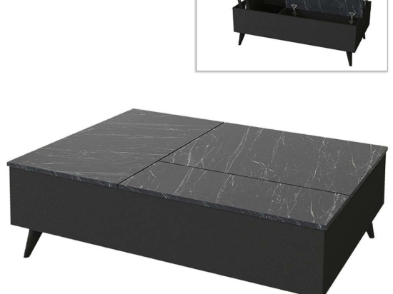 Τραπέζι Σαλονιού Roy 0228161 121x69x40cm Marble Effect Black