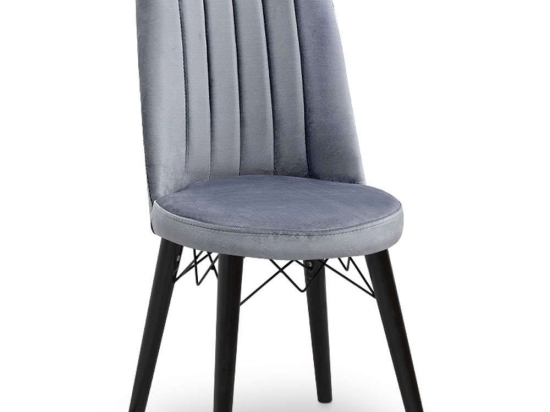 Καρέκλα Τραπεζαρίας Alegra 0230209 46x44x91cm Grey-Black Μέταλλο,Βελούδο,Ξύλο