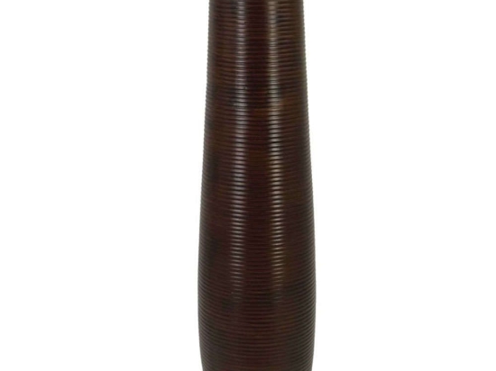 Βάζο Γραμμωτό 15-00-22509-75 Φ17x76cm Dark Brown Marhome Κεραμικό