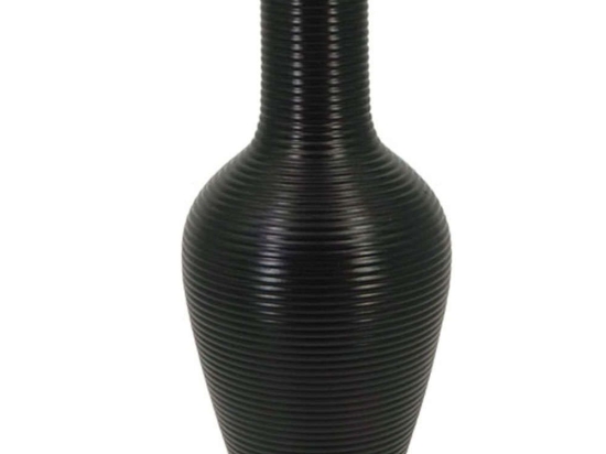 Βάζο - Μπουκάλι Γραμμωτό 15-00-22511-35 Φ14x31cm Black Marhome Κεραμικό
