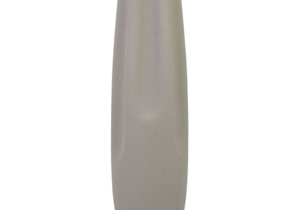 Βάζο Τσαλακωτό Γραμμωτό 15-00-22512-55 Φ16x58cm Light Grey Marhome Κεραμικό