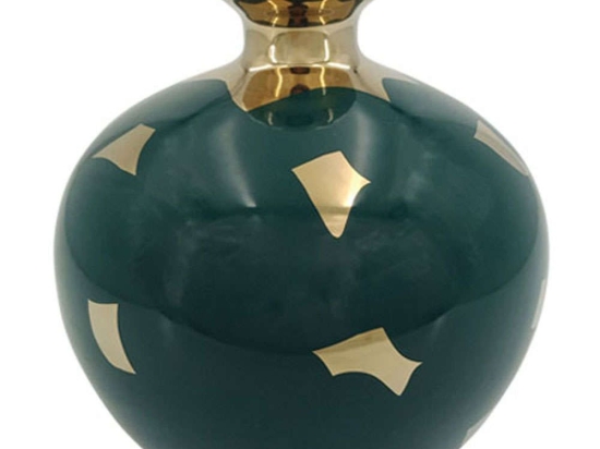 Βάζο 15-00-22912 Φ20x23cm Petrol-Gold Marhome Κεραμικό
