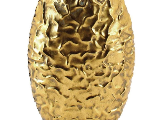 Βάζο Μεταλλικό Τσαλακωτό 15-00-22429 24x11x39cm Gold Marhome Μέταλλο